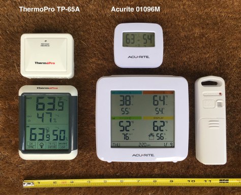 AcuRite and ThermoPro Units side-by-side.